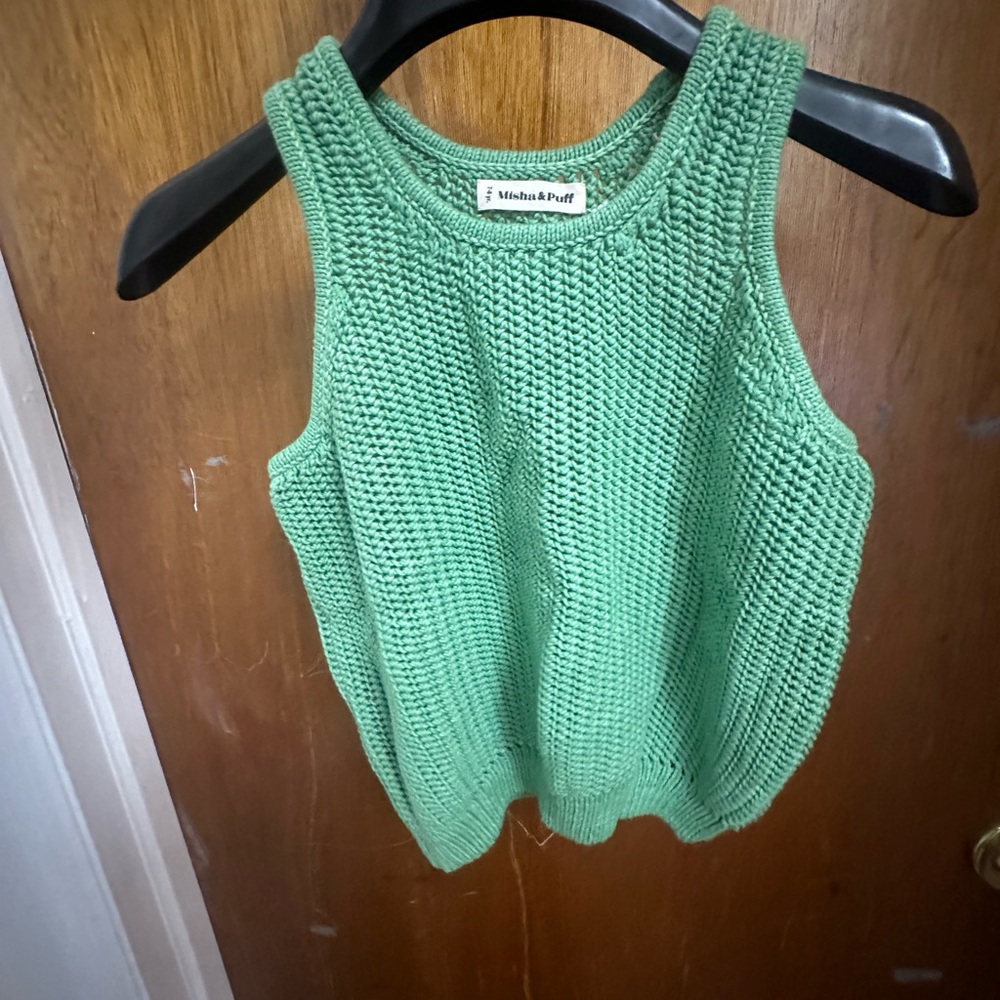 Misha And Puff Green Knit Tank Top